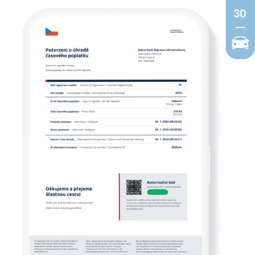 Winieta do Czech na 30 dni PDF